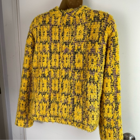 Zara Yellow Co-ord Eyelash Textured Knit 3 Button Clueless Vibes Cardigan NWOT S - Picture 8 of 16